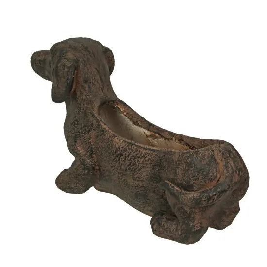 Resin Distressed Rustic Finish Dachshund Dog Indoor Outdoor Planter {3}