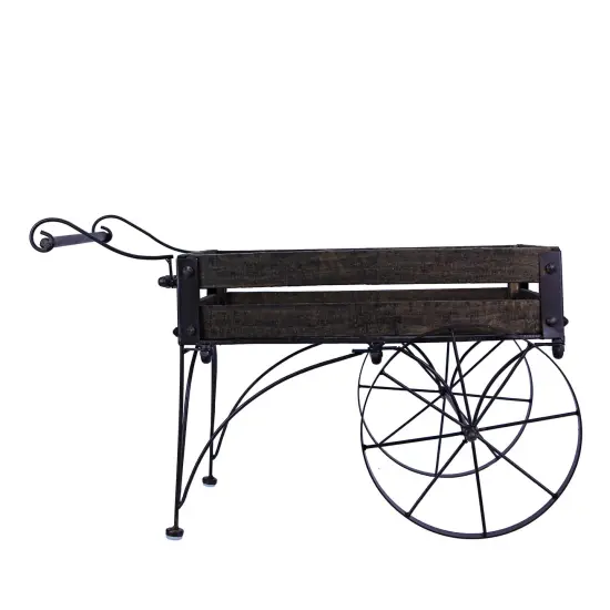 26 Inch Rustic Wagon Cart Plant Stand {4}