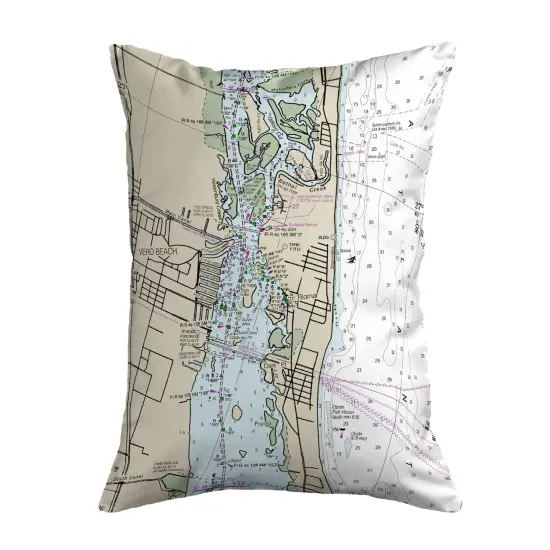 Betsy Drake Vero Beach, FL Nautical Map Noncorded Indoor/Outdoor Pillow 16x20 {1}