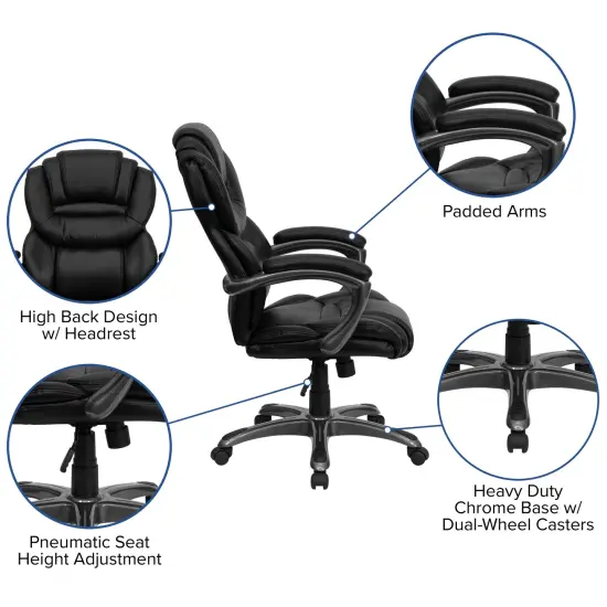 Emma and Oliver High Back Executive Swivel Ergonomic Office Chair with Accent Layered Seat/Back Black {2}
