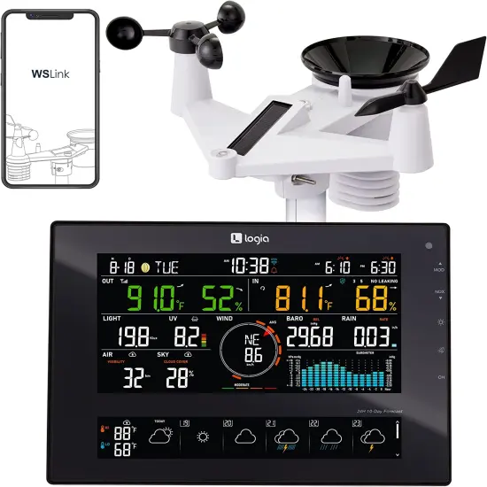 Logia 7-in-1 WiFi Wireless Weather Station 8" with solar panel and 10-Day Forecast {1}