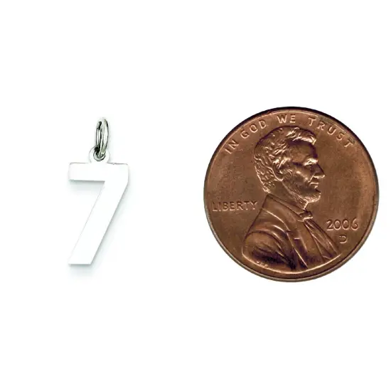 Sterling Silver Small Polished Number 7 Charm Pendant Jewerly 20mm x 4mm {2}