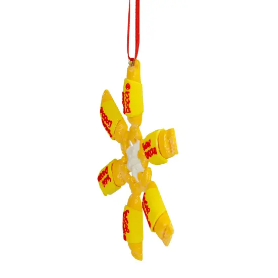 Northlight 4" Yellow and Red Tootsie Roll Sugar Daddy Lollipop Snowflake Christmas Ornament {4}