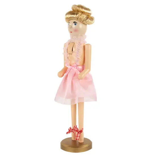 Nutcracker Factory 15.5" Pink Tutu Blonde Wooden Ballerina Wooden Christmas Nutcracker {4}