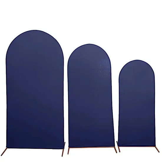 3 Fitted Matte Spandex Round Top Wedding Arch Backdrop STAND COVERS Natural {2}