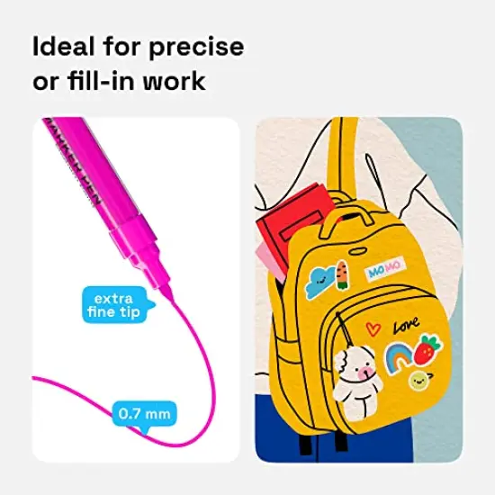 Set of 15 Acrylic Paint Pens for Rock, Stone, Ceramic, Glass, Wood, Metal, Fabric, and Canvas Pebbles Water-Based Extra-Fine Tip 0.7mm Paint Markers {4}