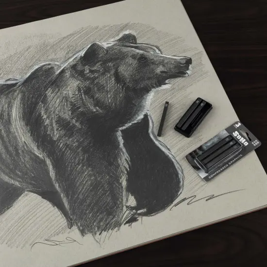 SoHo Urban Artist Compressed Graphite Sticks 2B, 4B and 6B, Pack of 3 - Premium Graphite Sticks for Drawing - Versatile & Smooth Gliding Artist Graphite - for Professionals, Students, and Artists {5}