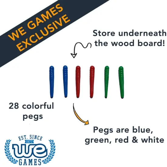 WE Games Classic Solid Wood, 4 Track Cribbage Board {4}