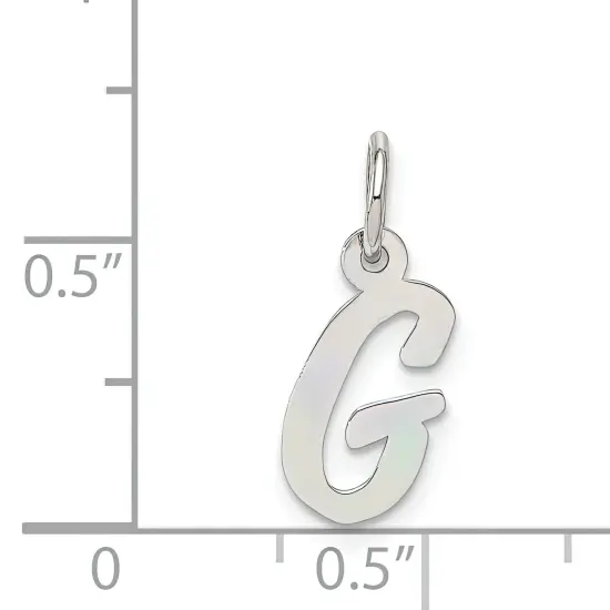 Sterling Silver Small Script Initial Letter G Charm Jewerly 16mm x 8mm {4}