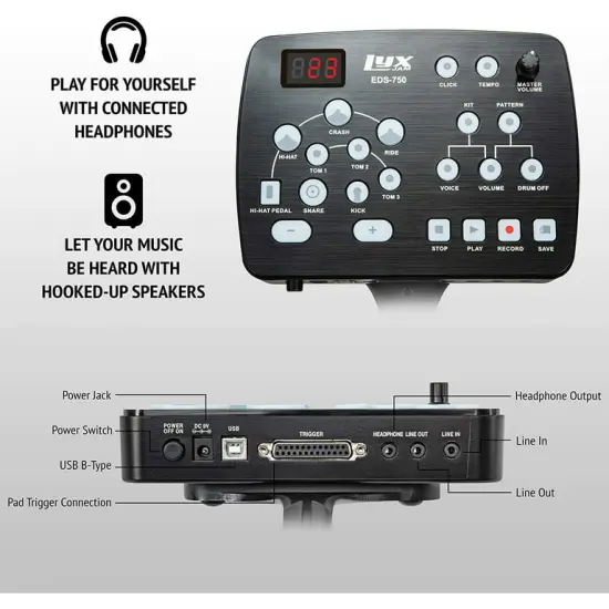 LyxPro Electronic Drum Set, Professional Drum Set with Real Mesh Fabric and Play Along Songs {4}