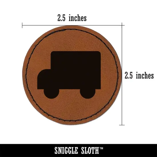 School Bus Solid Round Iron-On Engraved Faux Leather Patch Applique - 2.5" Brown {3}