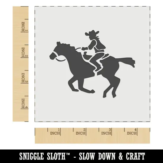 Wild Western Cowboy Riding on Horse Wall Cookie DIY Craft Reusable Stencil {6}