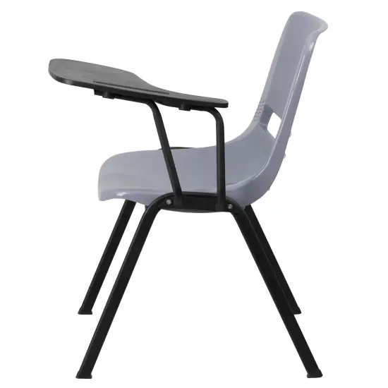 Emma and Oliver Ergonomic Shell Chair with Left Handed Flip-Up Tablet - Tablet Arm Desk Gray {4}