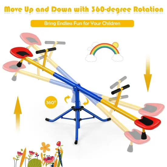 360&deg;Rotation Kids Seesaw Swivel Teeter Totter Playground Equipment {5}