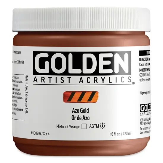 Golden Heavy Body Acrylic Paint - Azo Gold, 473 ml Jar {1}