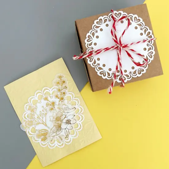 Wrapables Hollow Lace Paper for Arts & Crafts, Scrapbooking, Stationery, Photo Albums (Set of 2) Circular Floral {4}