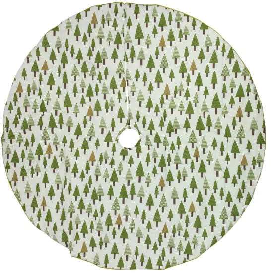 Northlight 48" Cream White and Green Forest Christmas Tree Skirt {4}