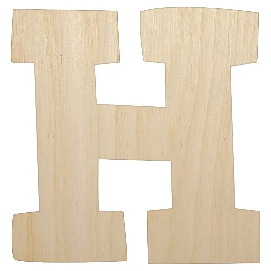 Letter H Uppercase Fun Bold Font Unfinished Wood Shape Piece Cutout for DIY Craft Projects {1}