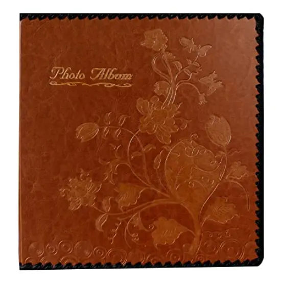 Photo Album Book, Family Album, Leather Cover, Holds 3x5, 4x6, 5x7, 6x8, 8x10 Photos (Brown) {2}