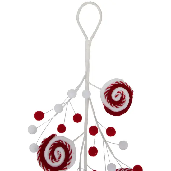 Northlight 30" Candy Cane Swirls and Pom Poms Christmas Garland Red {7}
