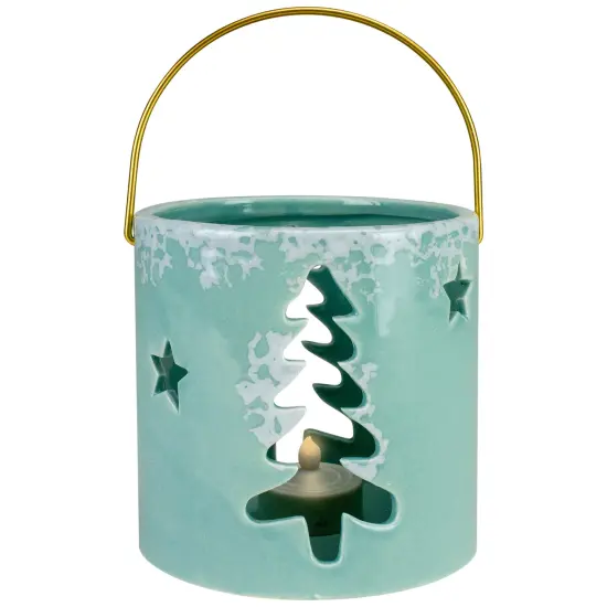 Northlight Pine Tree and Star Cutout Tea Light Christmas Candle Holder - 4.25" - Green {4}