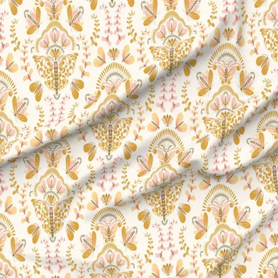 Various Fabrics by the Yard or Fat Quarter Gold Butterfly Light Pink Whimsical Damask Feminine Floral Garden Custom Printed Fabric by Spoonflower {6}