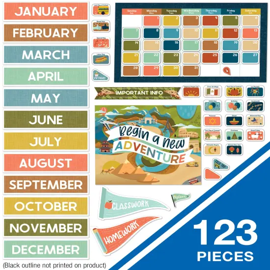 Carson Dellosa Let's Explore 123 pc Set Calendar, Classroom and Monthly Headers, Birthdays, Holidays, Number Cover Ups, Motivational Poster, and More for Bulletin Board and Wall Decor {2}