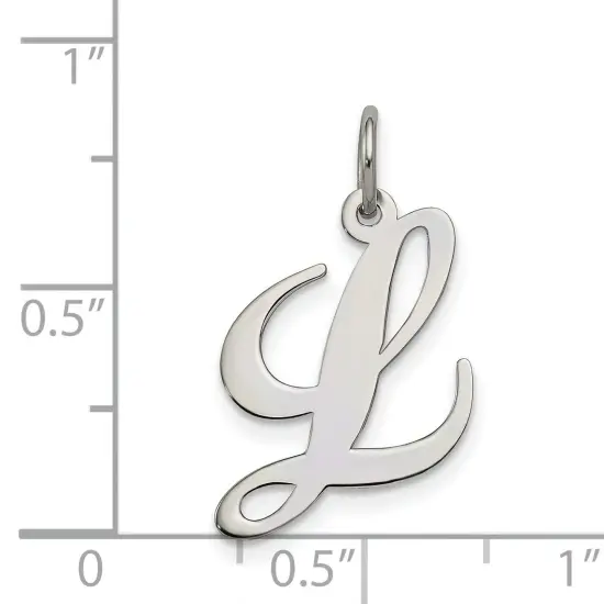 Sterling Silver Medium Script Initial Letter L Charm Jewerly 18mm x 13mm {5}