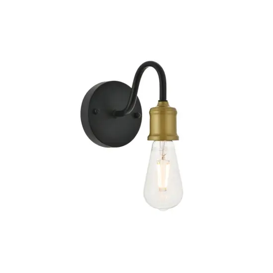 Serif 1 light brass and black Wall Sconce {1}