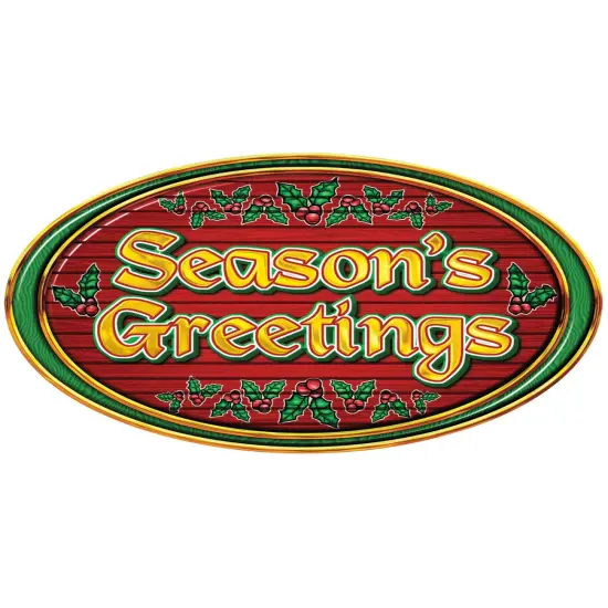 Seasons Greetings Door Sign Christmas Hanging Decoration 12" x 18" {1}