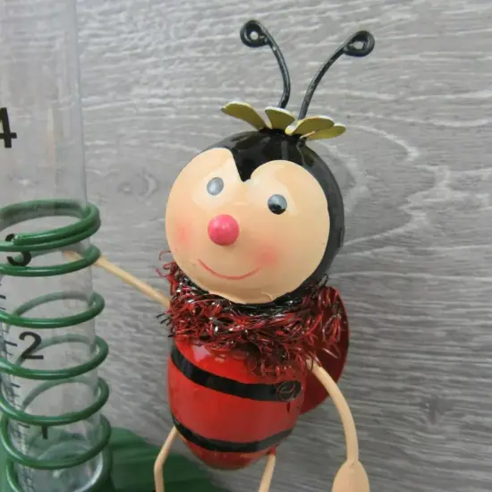 Rain Gauge Garden Metal Stake Ladybug Decorative Outdoor Yard Decor {2}