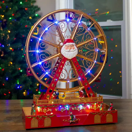 Northlight 20" LED lighted and Musical Santa Christmas Ferris Wheel Red {3}