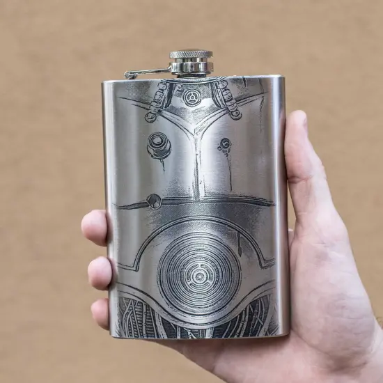 8oz Human Cyborg Relations Stainless Steel Flask {2}