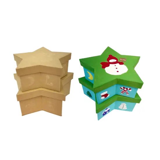 Value Pack of 3 Star Box with Embossed Snowman - 2 pc. Set {5}