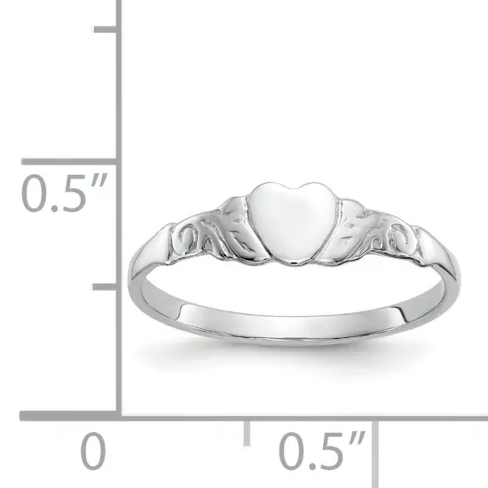 10K White Gold Heart Ring Childs Jewelry Size 4.5 {2}