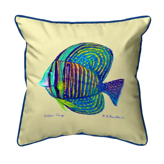 Betsy Drake Sailfin Tang Fish Extra Large 22 X 22 Indoor / Outdoor Yellow Pillow {1}