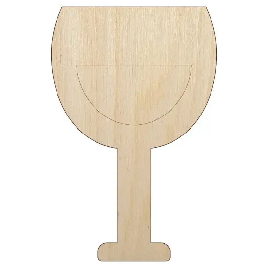 Wine Glass Half Full Unfinished Wood Shape Piece Cutout for DIY Craft Projects {1}