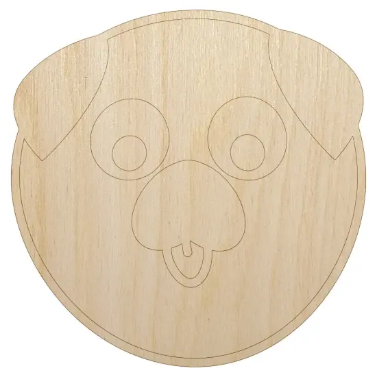 Playful Pug Face Unfinished Wood Shape Piece Cutout for DIY Craft Projects {1}