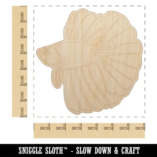 Siamese Fighting Fish Betta Splendens with Large Fins Unfinished Wood Shape Piece Cutout for DIY Craft Projects {1}