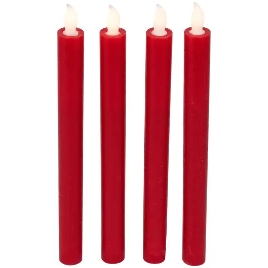 Northlight LED Flickering Flameless Taper Christmas Candles - 9.75" - Red - Set of 4 {4}