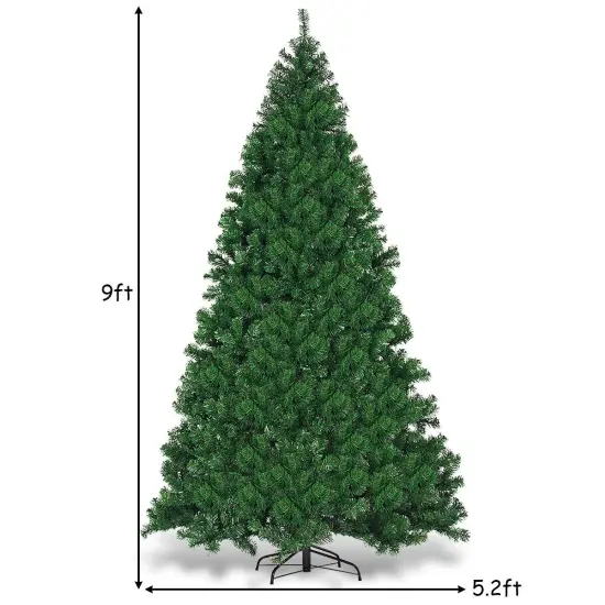 9 Feet Pre-Lit PVC Artificial Christmas Tree with 700 LED Lights and 2028 Branch Tips {4}