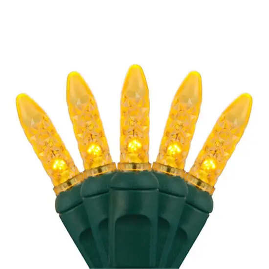 70 Gold M5 LED Lights, Green Wire, 4" Spacing {1}