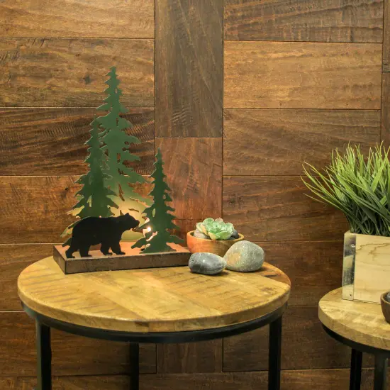 Rustic Metal Black Bear Forest Accent Lamp Decorative Woodland Cabin Home Decor {5}