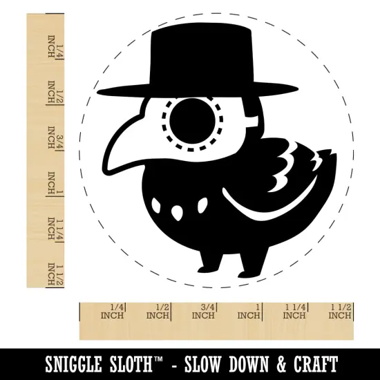 Cute Chibi Raven with Plague Doctor Mask Self-Inking Rubber Stamp for Stamping Crafting Planners Black {1}