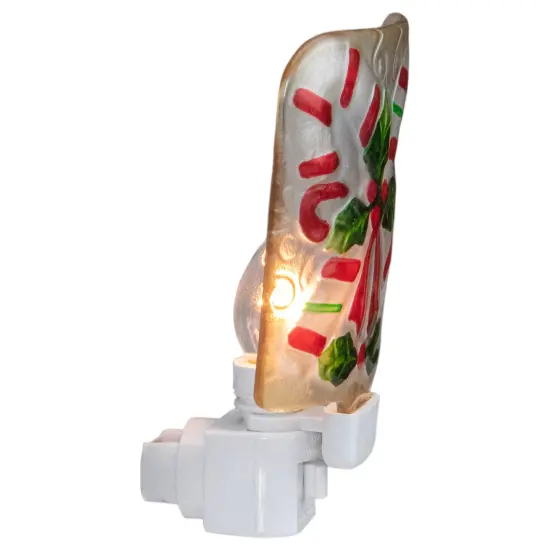 Northlight Candy Canes and Holly Glass Christmas Night Light - 4" White {4}