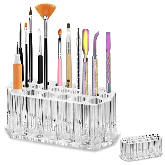Acrylic Makeup Finger Nail Art Tool Organizer 26 Spaces For Storing Beauty Nail Art Kit Tools - Clear {2}