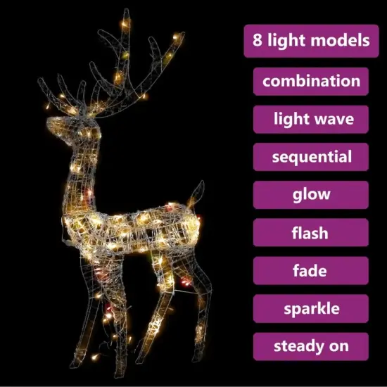 4 ft Colorful Acrylic Reindeer Christmas Decoration with 140 LEDs {3}
