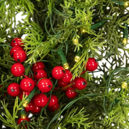 Northlight Lighted Artificial Cedar "JOY" Christmas Decoration - 24" - Warm White LED Lights Green {7}