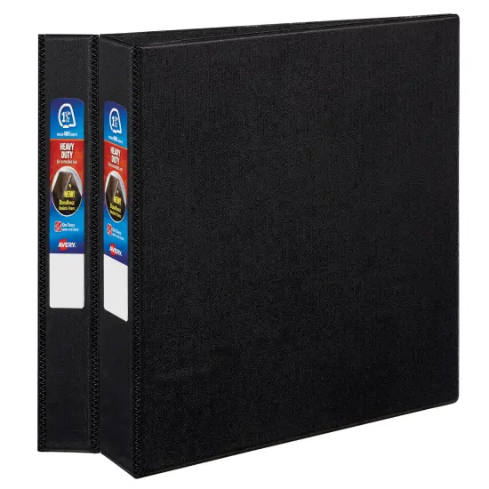 Avery Heavy-Duty 3 Ring Binders, 1.5 Inch One Touch EZD Rings, 2 Black Binders (46046) {1}
