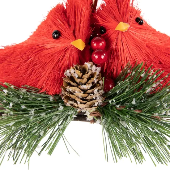 Northlight 8" Double Cardinal and Pine Needle Branch Hanging Christmas Ornament Red {7}